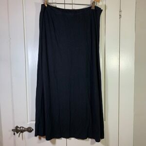 GRG Montreal Black Rayon Maxi Skirt Elastic Waist Size Large Solid Minimalist